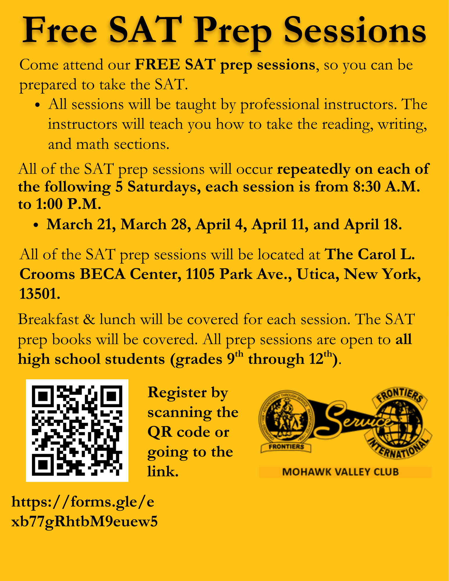 SAT Prep Sessions Flyer