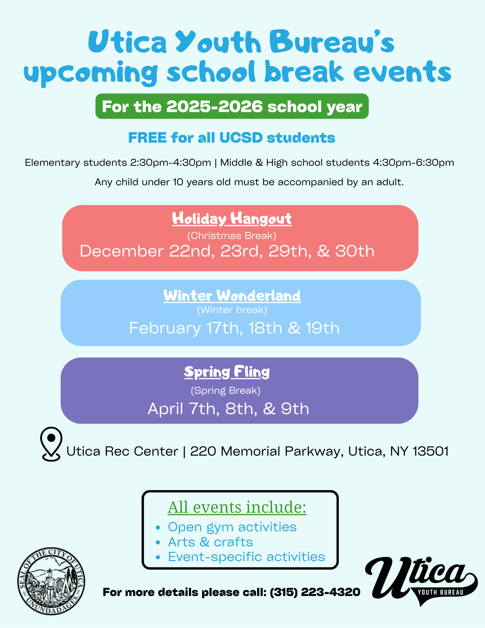school break events flyer